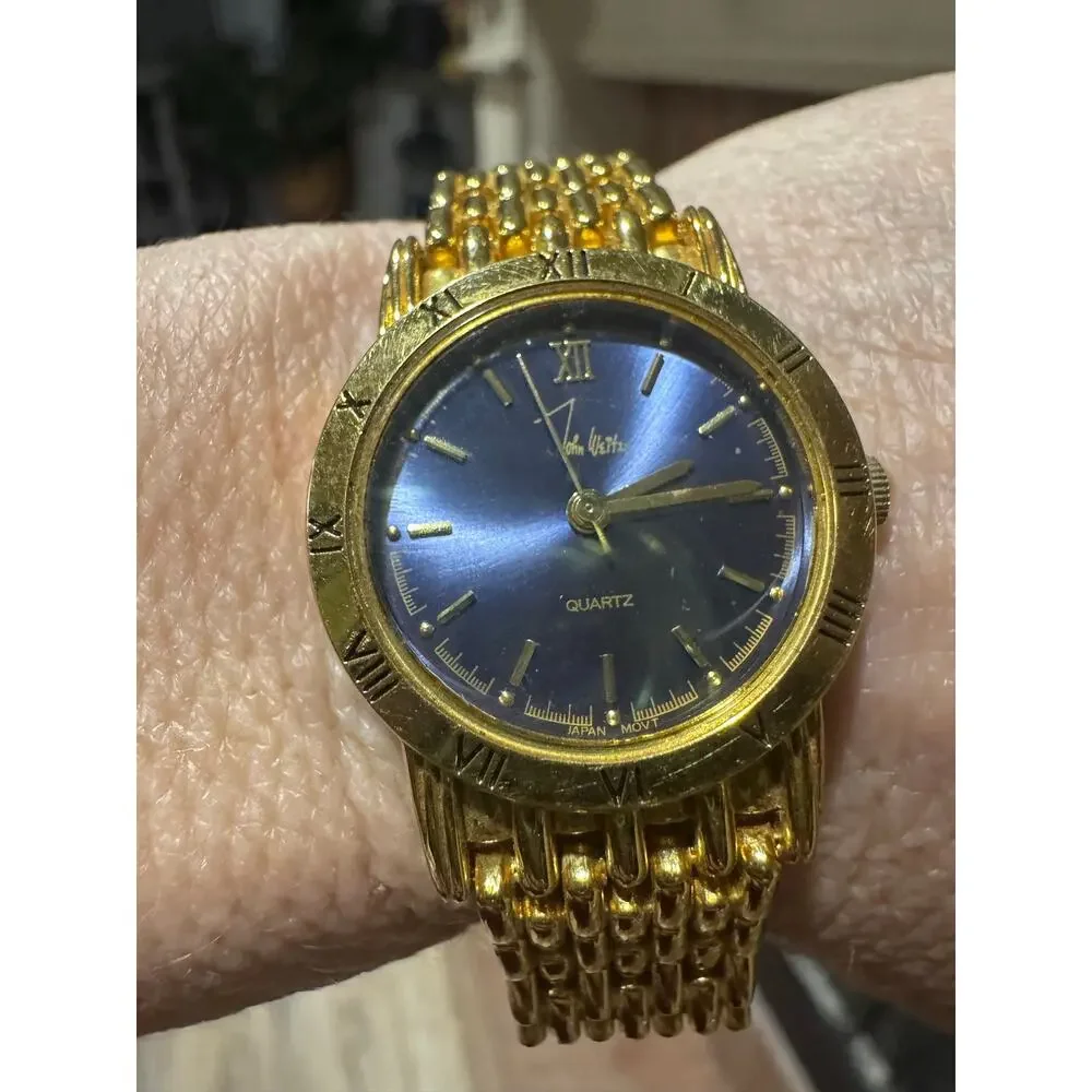 Vintage John Weitz Gold Tone Watch – Blue Dial | Quartz | Japan Movt